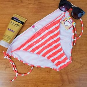 OP Hipster Tie Swim Bottom Orange White Stripe NWT